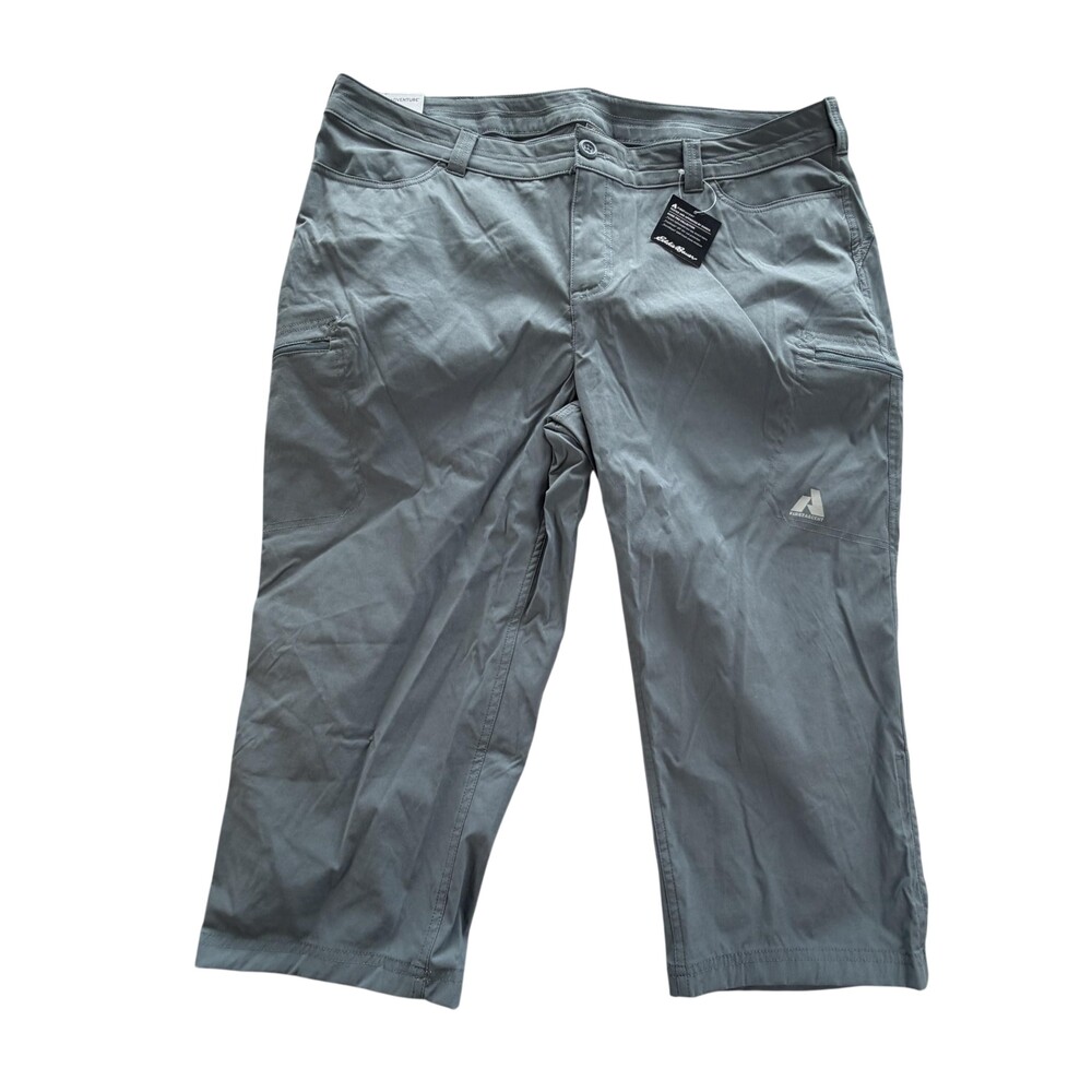 Eddie Bauer Guide Capri Pants Womens Plus 20W Gray Stretch Hiking UPF 50 DWR
